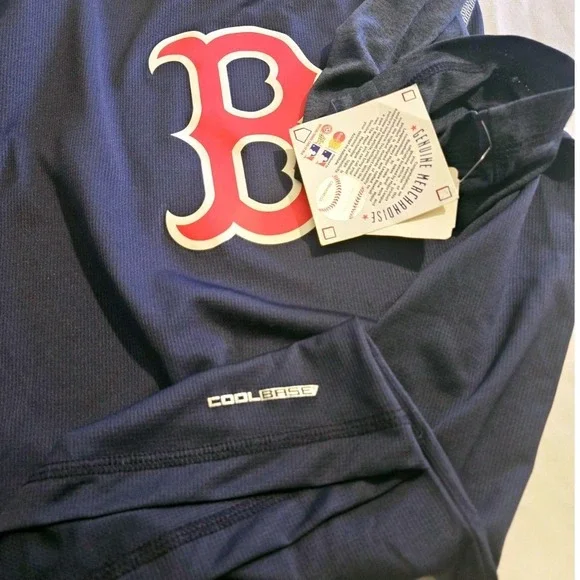 Majestic Boston Red Sox Mens Medium CoolBase Navy Blue Raglan T-Shirt NWT - Picture 8 of 10